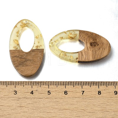 Transparent Resin & Walnut Wood Pendants RESI-XCP0002-21-1