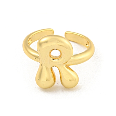 Brass Letter Open Cuff Rings for Women RJEW-G313-01R-G-1