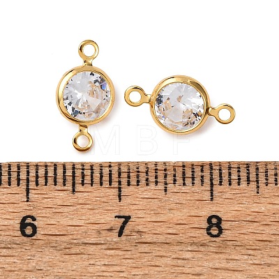 Brass Pave Clear Cubic Zirconia Connector Charms KK-Z121-06G-05-1