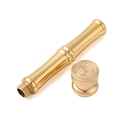 Golden Tone Brass Wax Seal Stamp Head with Bamboo Stick Shaped Handle STAM-K001-05G-G-1