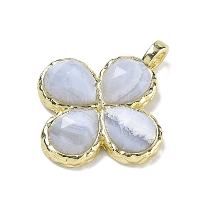 Natural Blue Lace Agate Faceted Pendants G-A308-01G-07-1