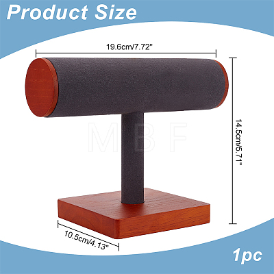 T-Shaped Bar Wood Covered with Microfiber Bracelet Display Stands BDIS-WH0011-01B-1