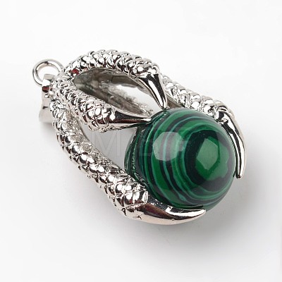 Eagle Claw Alloy Malachite Pendants X-G-L455-A21-1