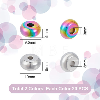 Unicraftale 40Pcs 2 Styles 201 & 304 Stainless Steel Beads Sets STAS-UN0051-97-1