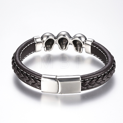 Men's Braided Leather Cord Bracelets BJEW-H559-18B-1