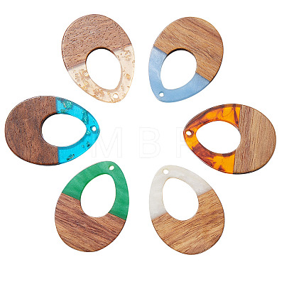 Transparent and Opaque Resin & Walnut Wood Pendants RESI-SZ0001-05-1