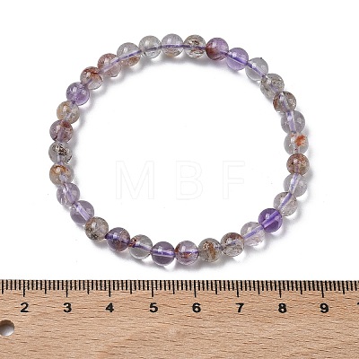 Natural Lodolite Quartz Round Beads Stretch Bracelets for Women BJEW-Z158-03K-04-1
