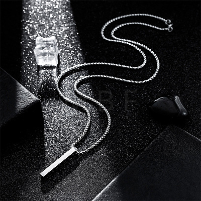 Cuboid 201 Stainless Steel Pendant Necklaces for Men FS-WGBE4EC-01-1