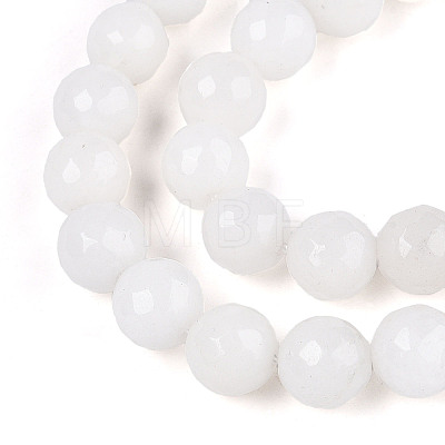 Dyed Natural White Jade Beads Strands G-T139-8mm-60-01-1
