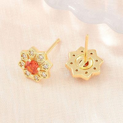 Brass Micro Pave Cubic Zirconia Stud Earrings for Women KK-A305-03G-05-1