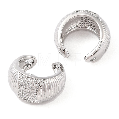 Rack Plating Brass Micro Pave Clear Cubic Zirconia Cuff Earrings for Women EJEW-G394-03P-1