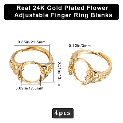 4Pcs Adjustable Brass Ring Components KK-BBC0008-71-1
