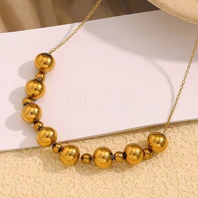 Stainless Steel Round Beaded Necklaces for Women UA9365-1-1