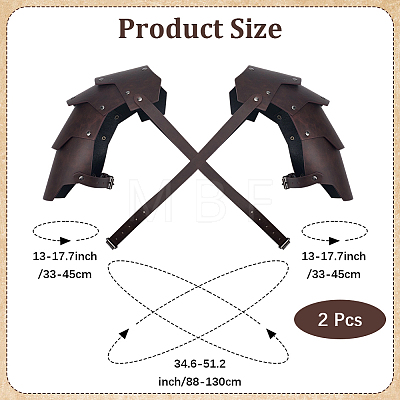 1Pc Medieval PU Leather Double Shoulder Armor AJEW-CL0002-44-1
