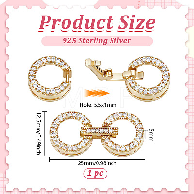 1Pc 925 Sterling Silver Fold Over Clasps STER-BC0004-51-1