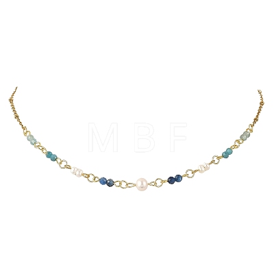 304 Stainless Steel with Natural Mixed Gemstone Pendant Necklaces NJEW-JN06653-02-1