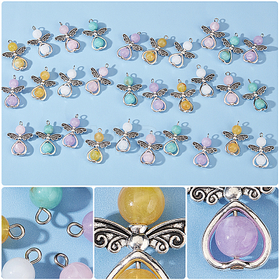   40Pcs Imitation Gemstone Acrylic Pendants FIND-PH0008-11-1