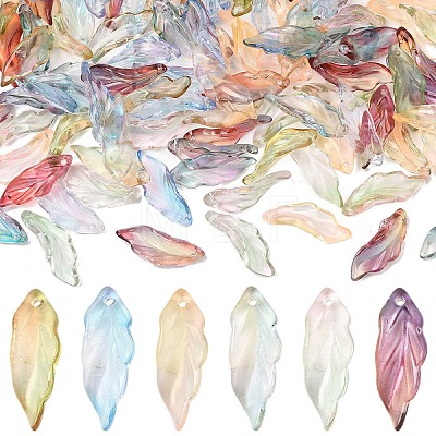 180Pcs 6 Colors Baking Paint Transparent Glass Pendants DGLA-YW0001-68-1