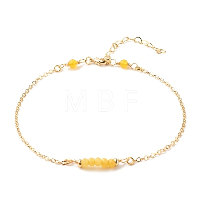 Natural Dyed Malaysia Jade Link Anklets for Women AJEW-AN00474-02-1