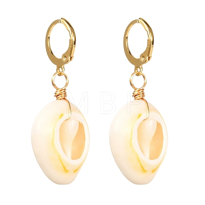 Natural Cowrie Shell Beads Dangle Earrings for Girl Women EJEW-JE04641-01-1