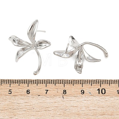 Flower Brass Stud Earring Findings KK-F921-01P-1