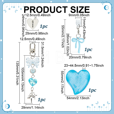 1 Set Heart & Bowknot Zinc Alloy Acrylic Mobile Phone Holders & Pendant Decorations AJEW-ME0002-81A-1