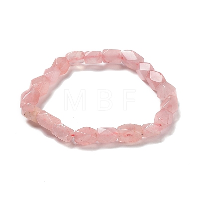 Natural Rose Quartz Nugget Beaded Stretch Bracelet BJEW-F462-01-1