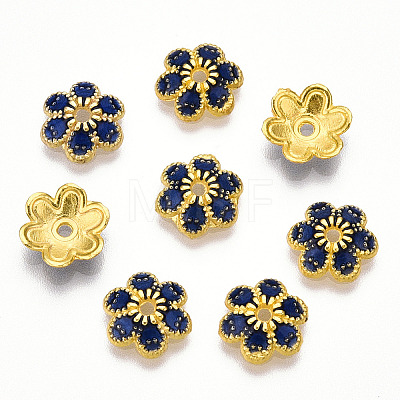 6-Petal Alloy Enamel Bead Caps X1-ENAM-TAC0023-05-1