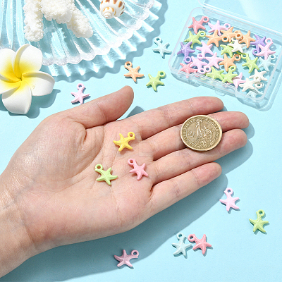36Pcs Baking Paint Alloy Pendants FIND-SP0004-16B-1