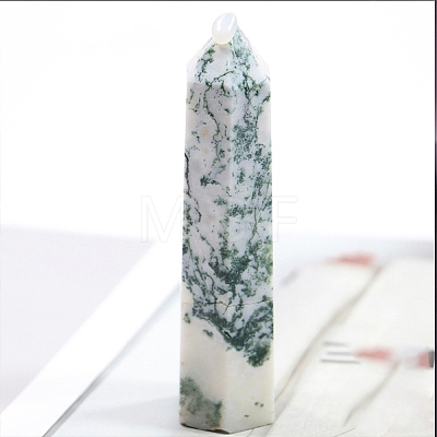 Point Tower Natural Moss Agate Healing Stone Wands PW-WG027AD-03-1