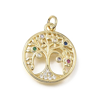 Brass Micro Pave Colorful Cubic Zirconia Charms CU-L001-12G-03-1