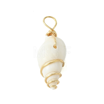 Natural Spiral Shell Pendants PALLOY-JF02792-01-1