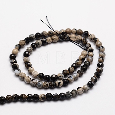 Faceted Natural Agate Round Beads Strands G-E318B-4mm-04-1