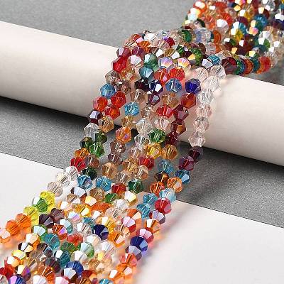 Transparent Electroplate Glass Beads Strands GLAA-F029-3mm-A29-1