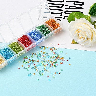 3500Pcs 7 Colors 12/0 Glass Round Seed Beads SEED-YW0001-20-1