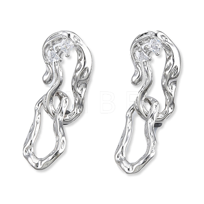 Clear Cubic Zirconia Interlocking Twist Oval Dangle Stud Earrings EJEW-N012-50P-1