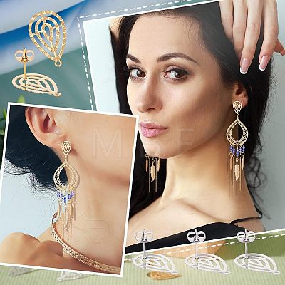 Unicraftale 24Pcs 2 Colors 304 Stainless Steel Stud Earring Findings STAS-UN0037-29-1