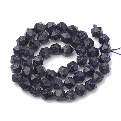 Synthetic Blue Goldstone Beads Strands G-S332-10mm-003-1