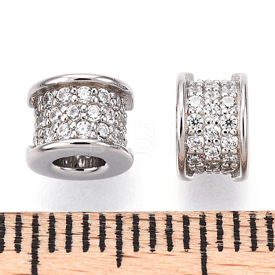 Rhodium Plated 925 Sterling Silver Micro Pave Cubic Zirconia Beads STER-T004-88G-1