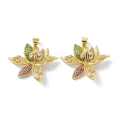 Brass Cubic Zirconia Pendants KK-B047-13G-1