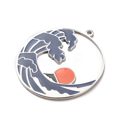 304 Stainless Steel Enamel Pendants STAS-F367-17P-1