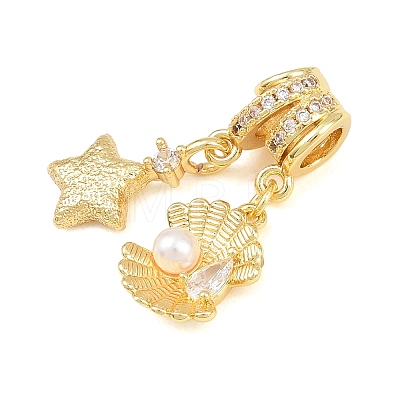 Brass Micro Pave Clear Cubic Zirconia Dangle Beads CU-CBAF1EE-08G-1