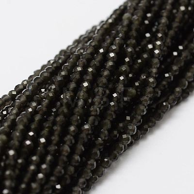 Natural Obsidian Bead Strands G-P270-2mm-28-1