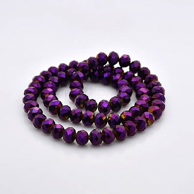 Full Plated Faceted Rondelle Glass Beads Strands GLAA-A024F-FP03-1