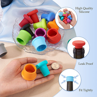 14Pcs 14 Styles Silicone Bottle Stopper AJEW-TA0002-54-1