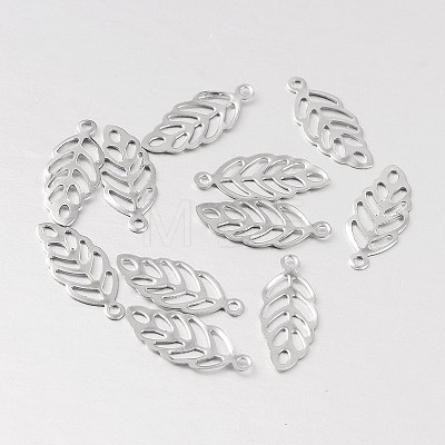 Hollow Leaf 316 Surgical Stainless Steel Filigree Charms X-STAS-M258-06-1