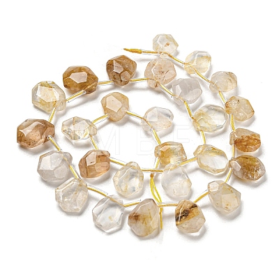 Natural Yellow Hematoid Quartz/Golden Healer Quartz Beads Strands G-Z040-A05-01-1
