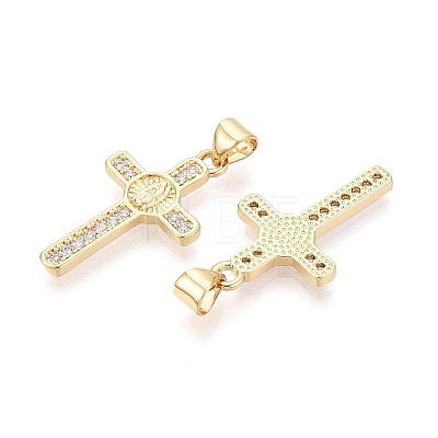 Religion Brass Micro Pave Clear Cubic Zirconia Pendants KK-T080-52G-1