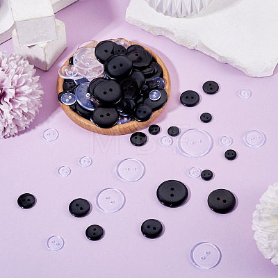 2-Hole Flat Round Resin Sewing Buttons For Costume Design BUTT-TA0001-62-1