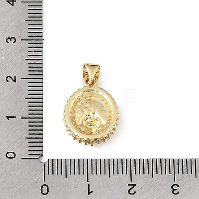 Brass Clear Cubic Zirconia Enamel Pendants KK-E799-03G-1